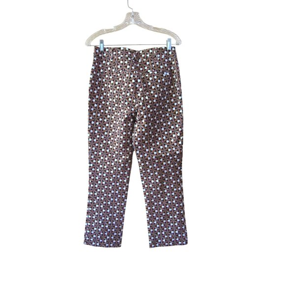 Anthropologie the Essential Collection Geometric Pants Brown/White SZ 6 - Picture 5 of 7